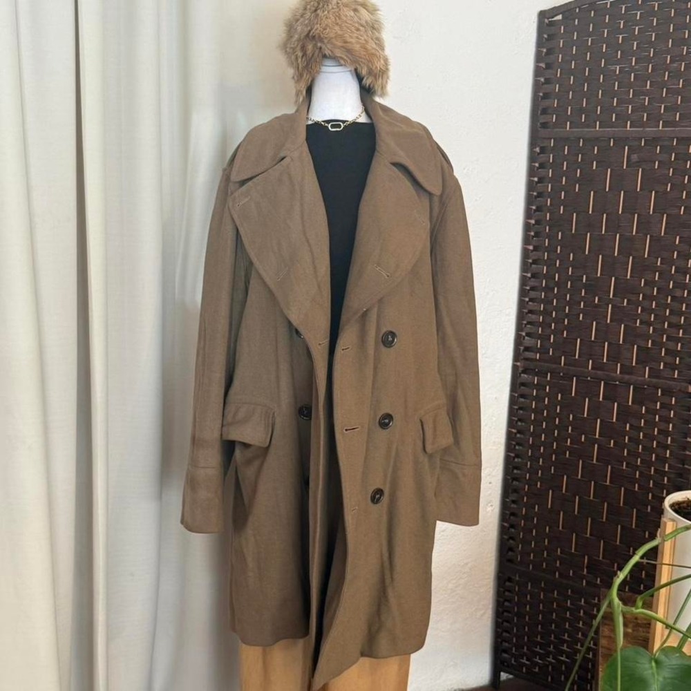 BURBERRY LONDON 80% Wool Trench Coat Brown Tan Men's Mid Length